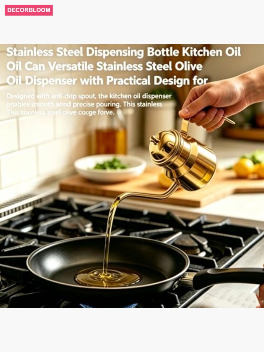 Stainless Steel Oil Dispenser Bottle 450ml for Cooking Kitchen - Picture 5 of 7
